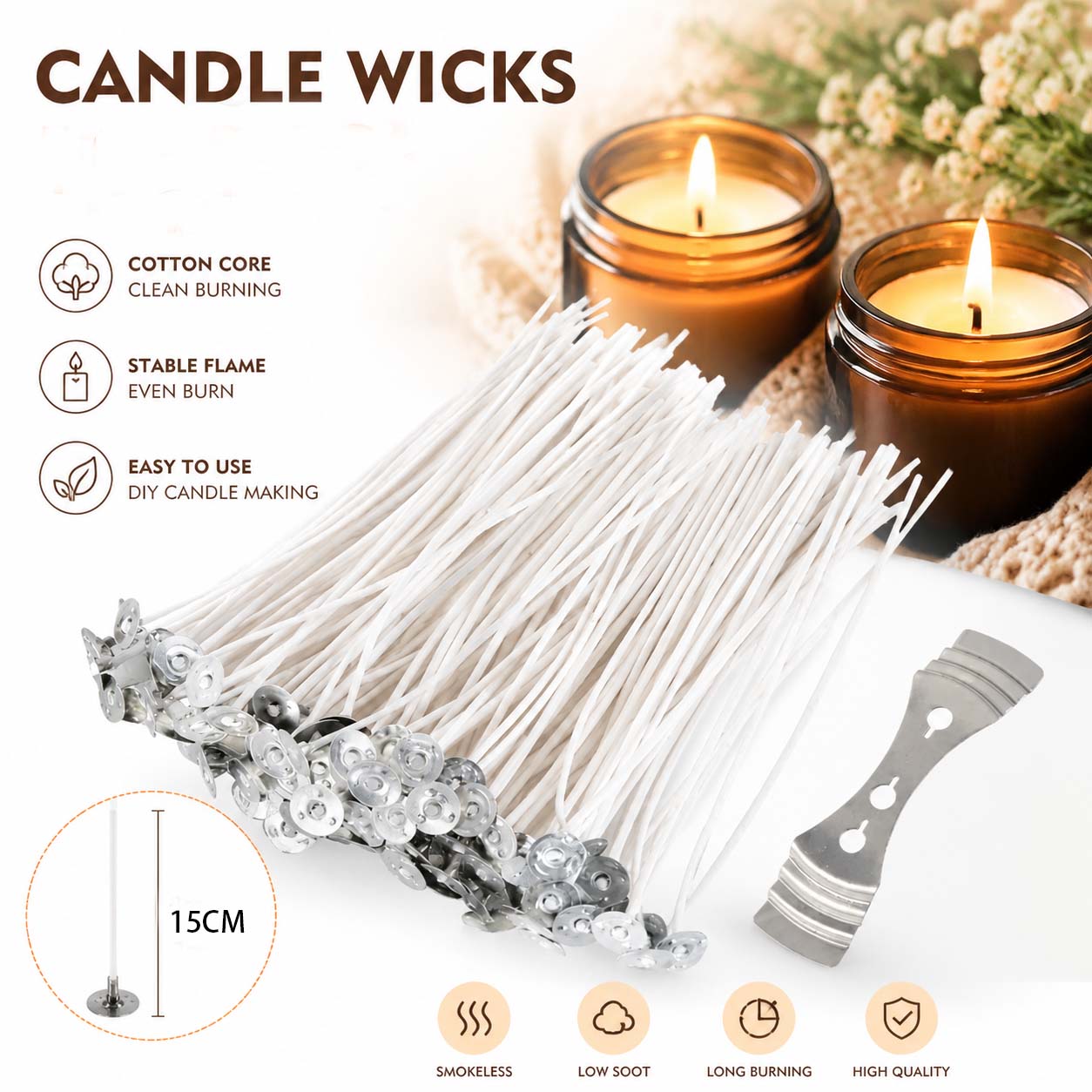 Soy Wax Flake - Pavios de Algodão para Velas Sem