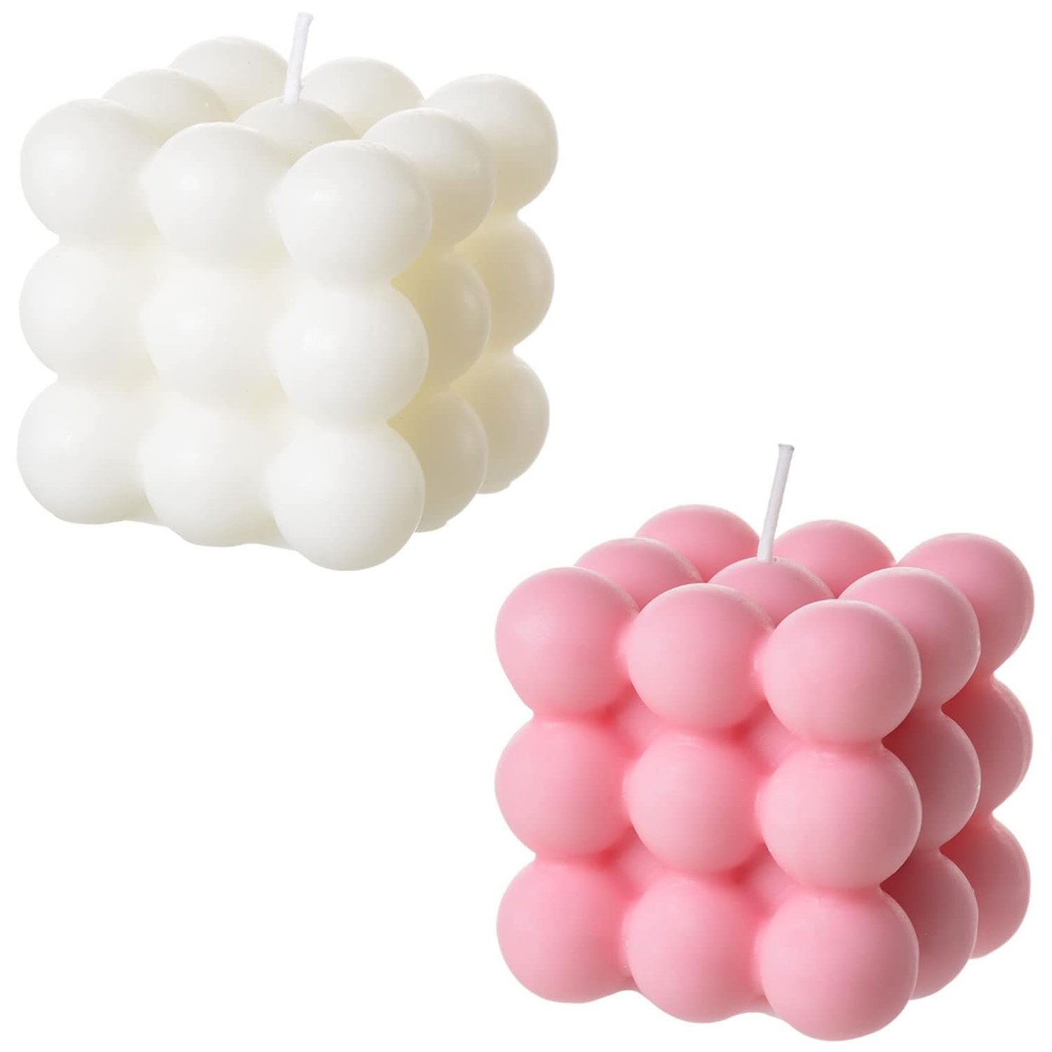 2 peças vela bolha branca rosa - Soy Wax Flake avaliação e preço
